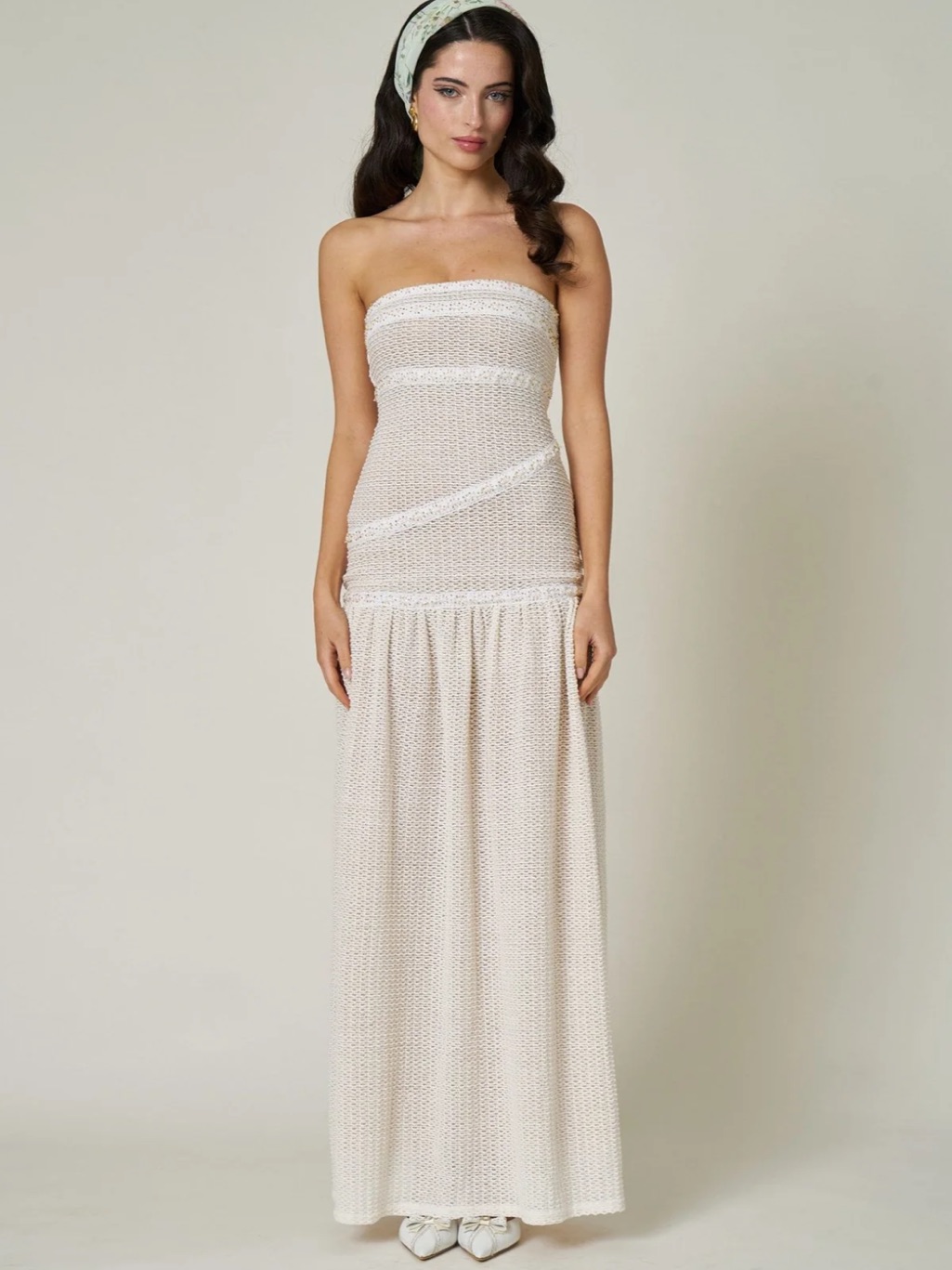 Fait Par Foutch Colette Dress - Ivory | Crotchet Knit Maxi Dress | Size S